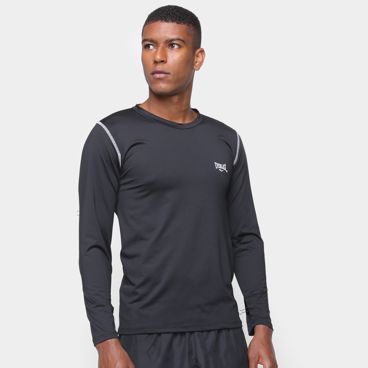 Camiseta Everlast Costura Aparente Logo Manga Longa Masculina