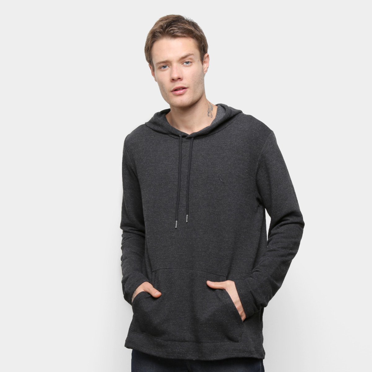 Moletom Reserva Liso Capuz Bolso Canguru Masculino