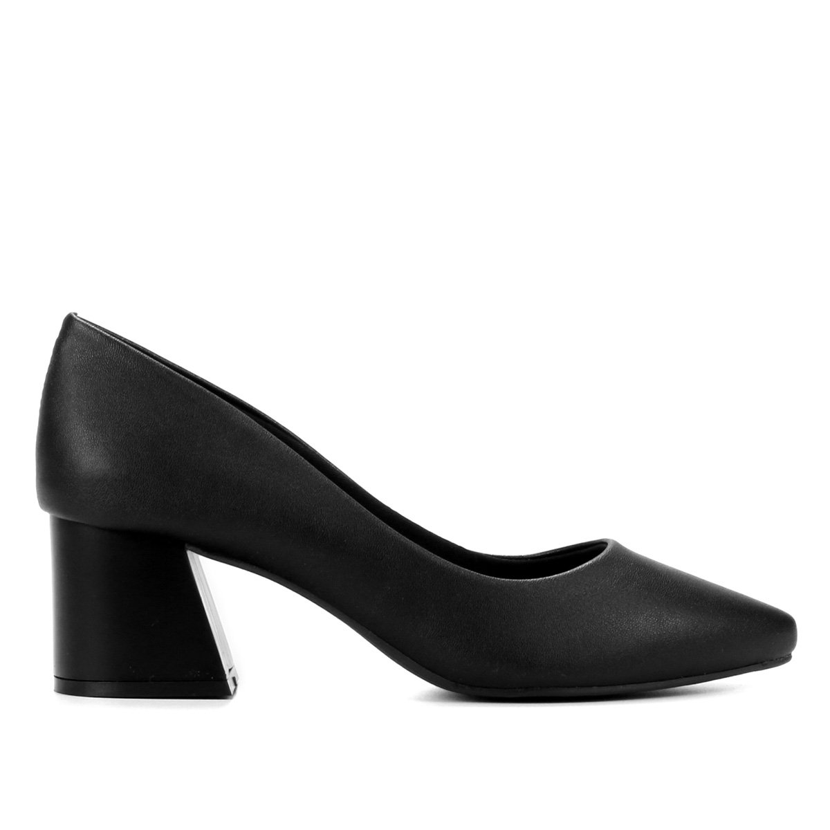 Scarpin Griffe Salto Grosso Liso Bico Fino