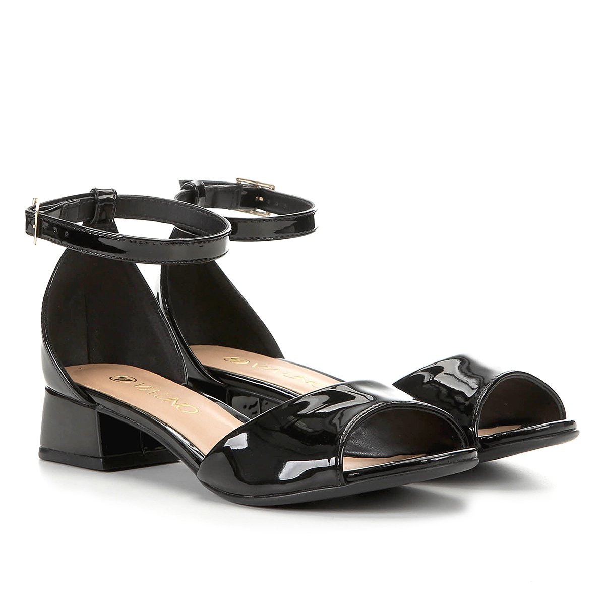 Sandália Feminina de Salto Médio Fino Nude Via Uno