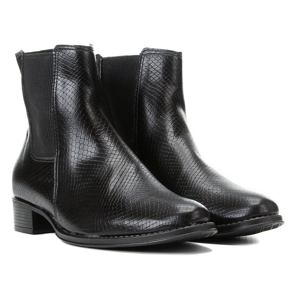 Bota Chelsea Beira Rio Textura Cobra Feminina