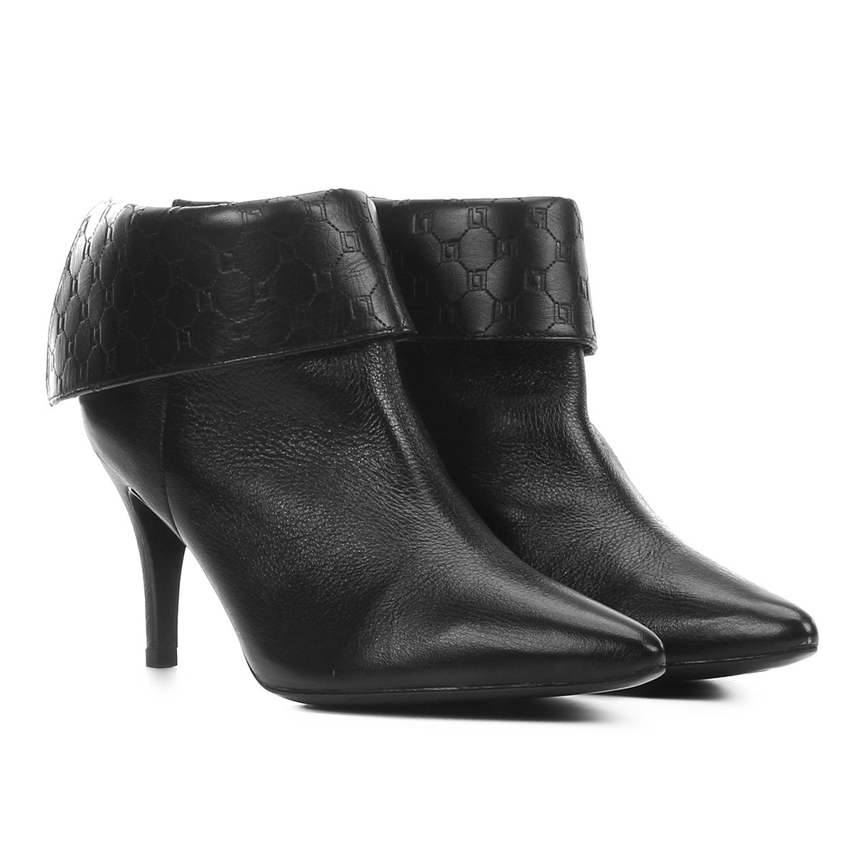 Ankle Boot Couro Luz da Lua Salto Fino Vira Multi Monograma