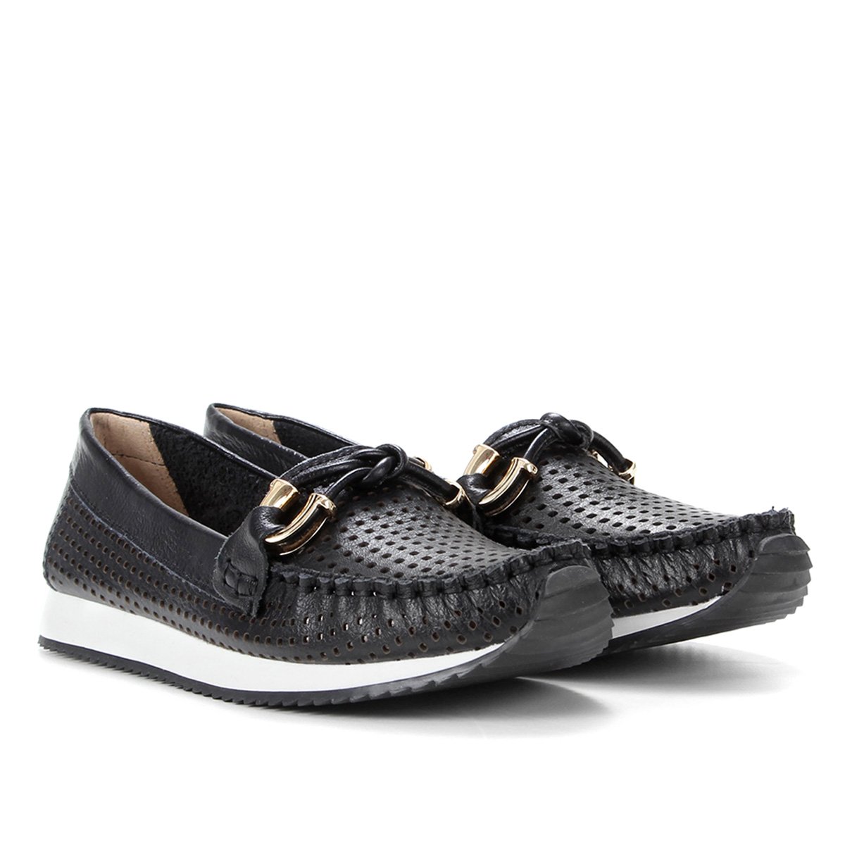 Mocassim Couro Luz da Lua Laser Feminino