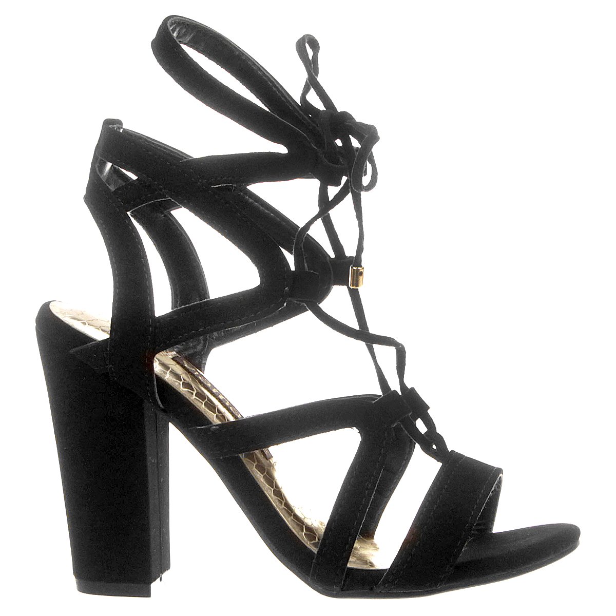 Sandália Gladiadora Via Marte Alta Rasteira 15-12301 - Preto - Lojas  Passold Calçados Online