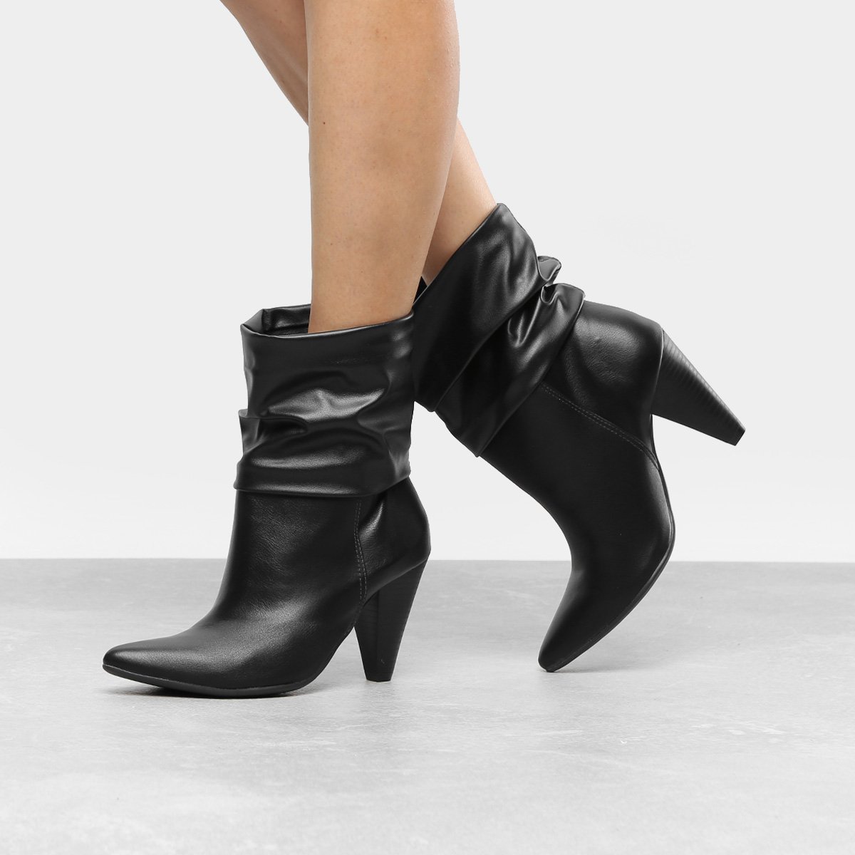 Bota Cano Curto Slouch Via Marte Salto Cone Feminina