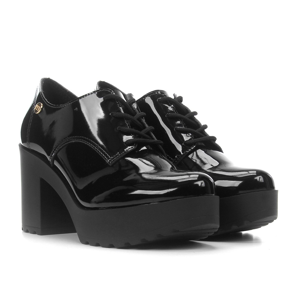 Oxford Moleca Tratorada Salto Alto Verniz Feminino