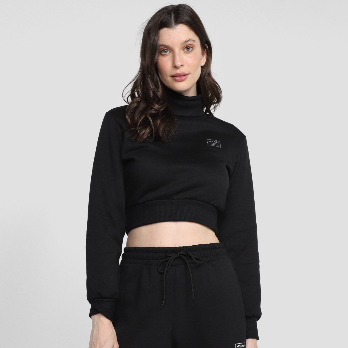 Moletom Cropped Riu Kiu Gola Alta Feminino