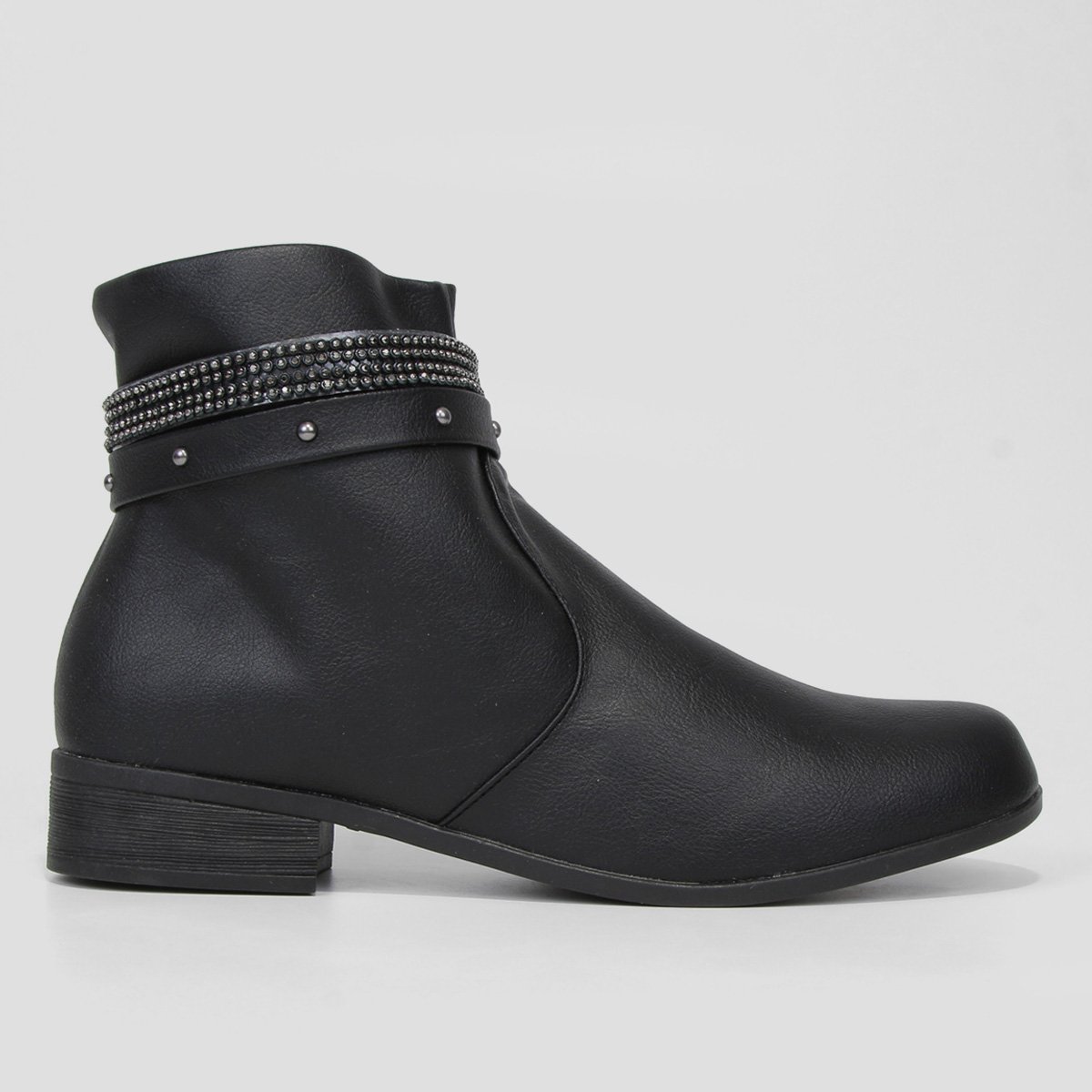 Bota Cano Baixo Look Fashion Multi Tiras Feminina