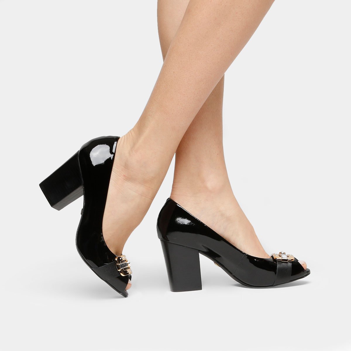 Peep Toe Jorge Bischoff Salto Grosso Ferragem