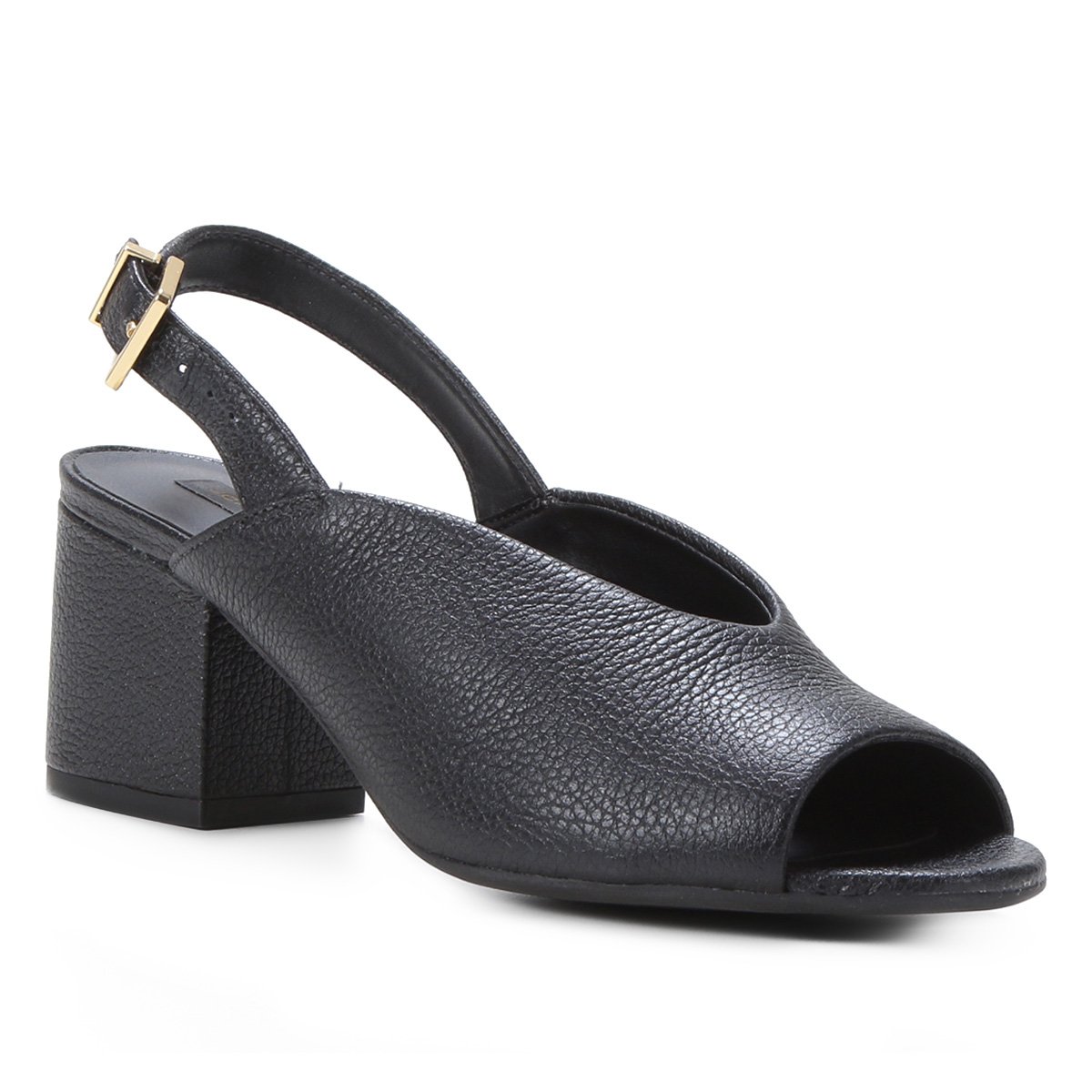 Sandália Couro Jorge Bischoff Salto Médio Recorte V Floater Feminina