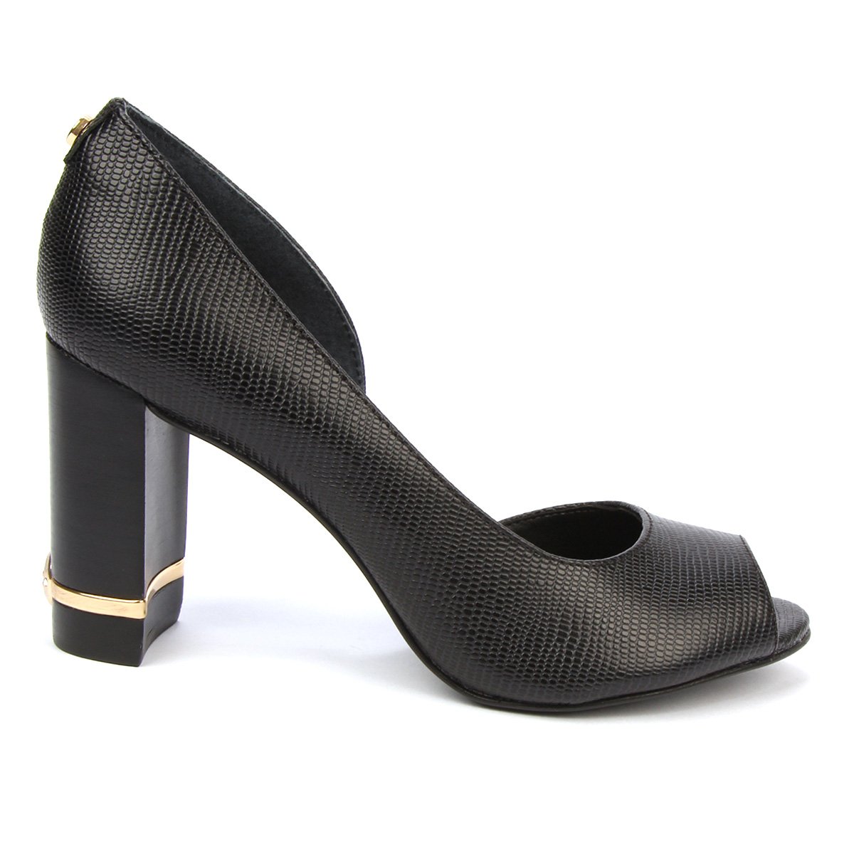 Peep Toe Couro Jorge Bischoff Snake Salto Grosso