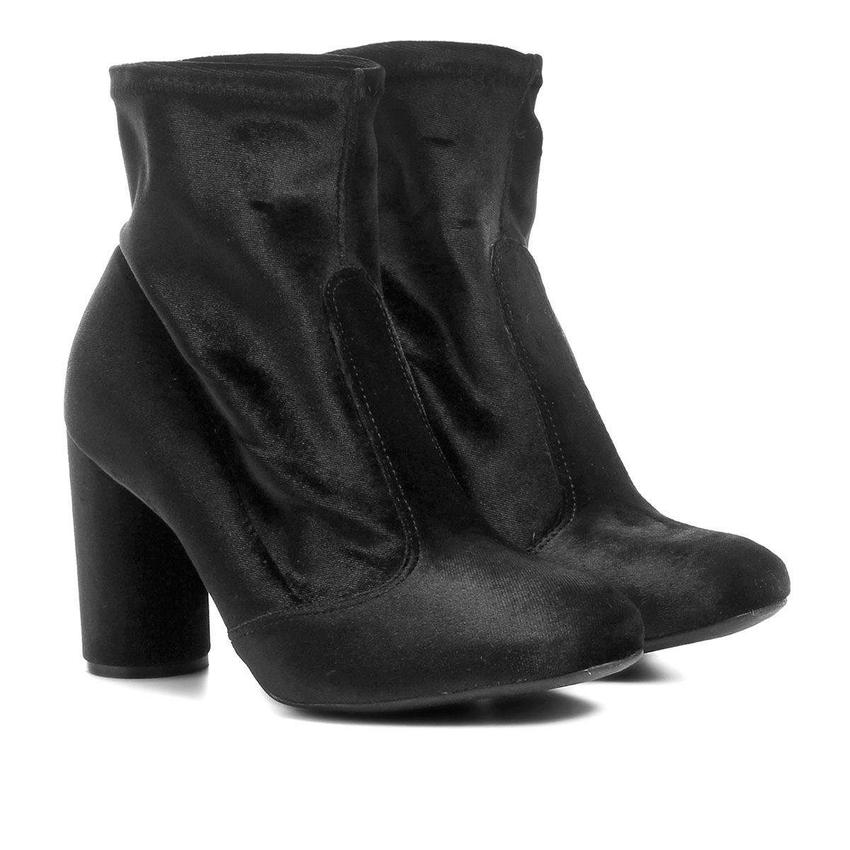 Bota Cano Curto Vizzano Veludo Feminina