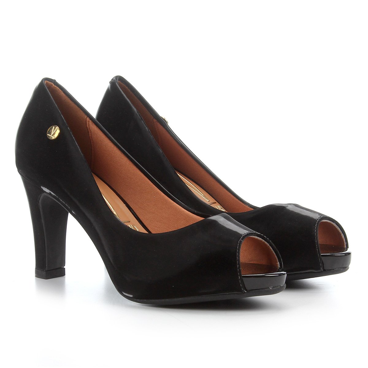 Peep Toe Vizzano Meia Pata Embutida Salto Alto