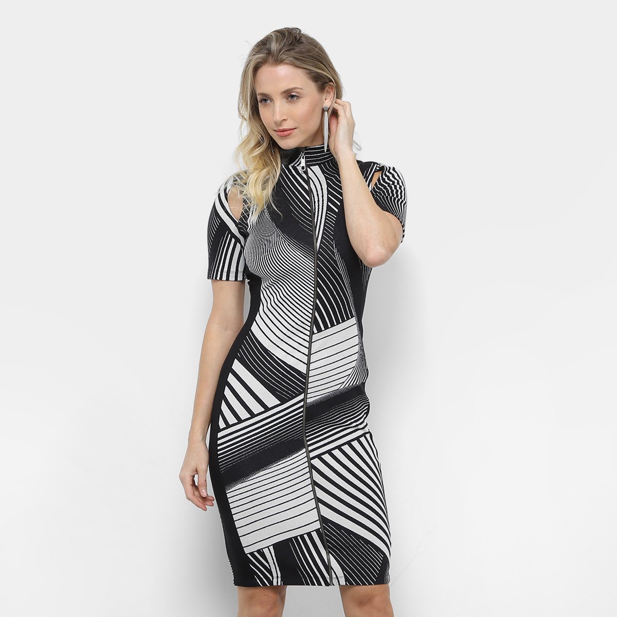Vestido Forum Tubinho Midi Jacquard Bicolor
