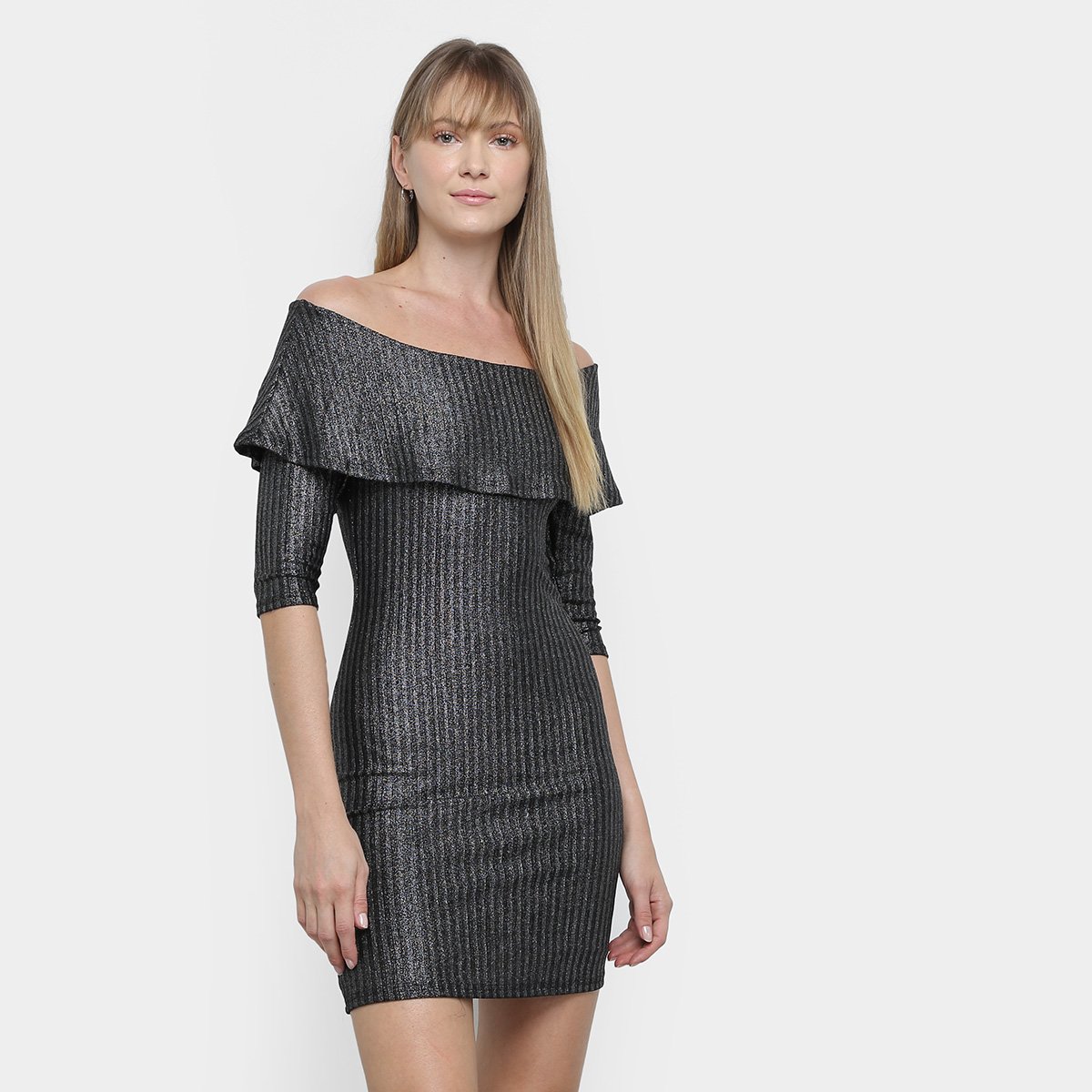 Vestido Ombro a Ombro Malwee Midi Metalizado