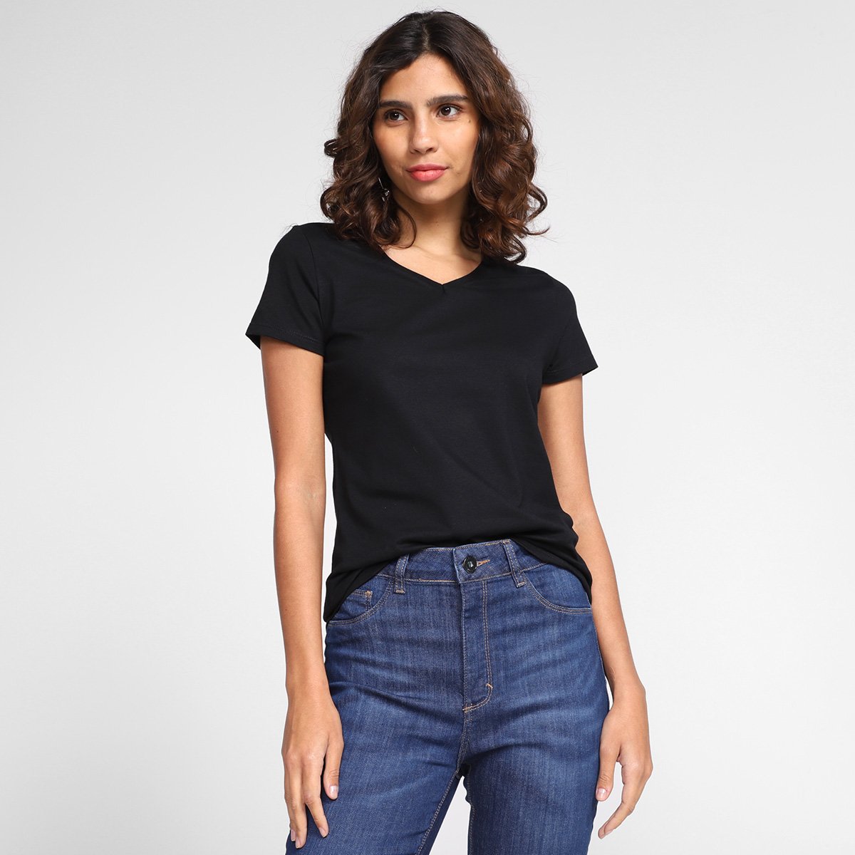 Blusa Malwee Baby Look Gola V Feminina