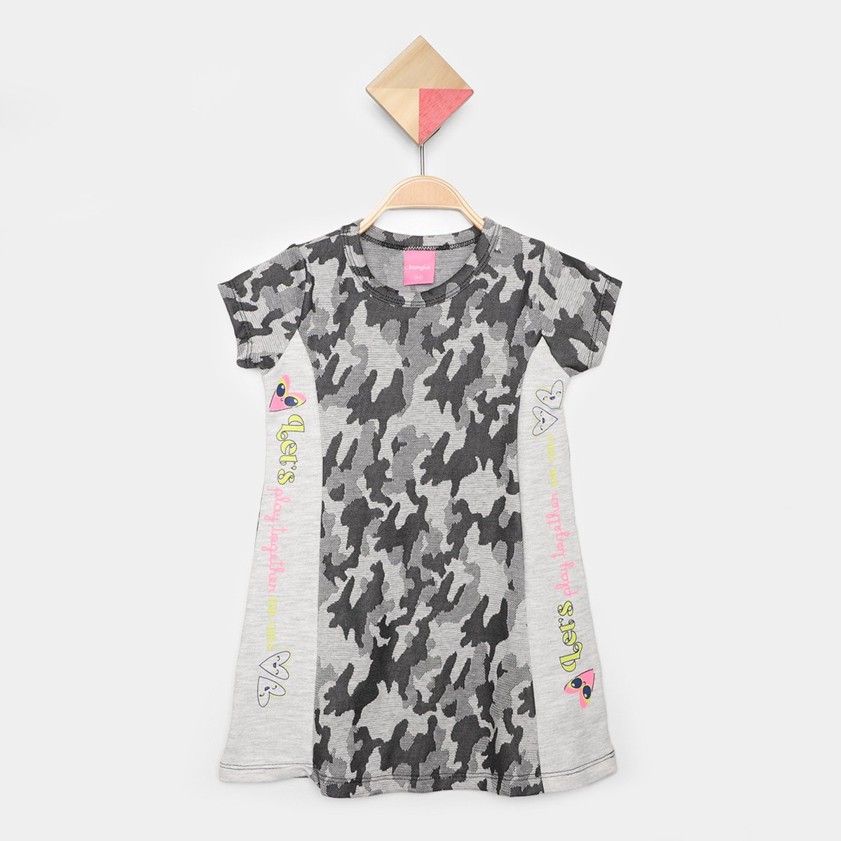 Vestido Infantil Kamylus Moletinho Camuflado Menina