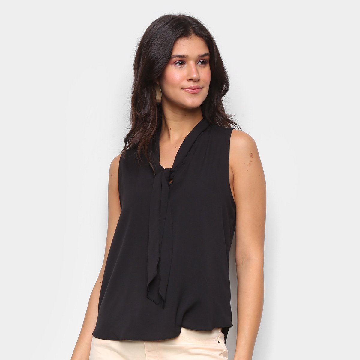 Blusa Lança Perfume Sem Manga Decote Amarração Feminina