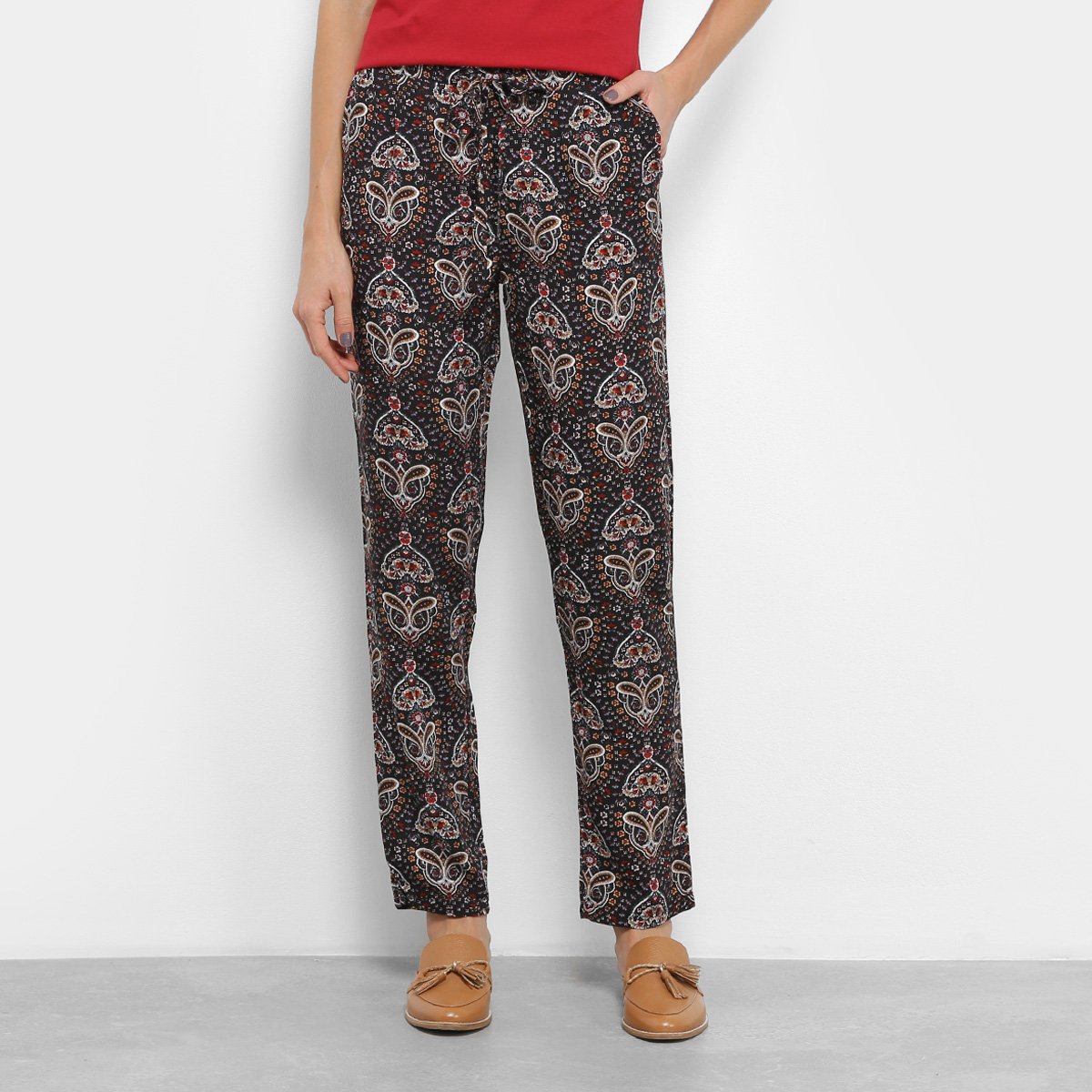 Calça Lily Fashion Estampada Cintura Média Feminina