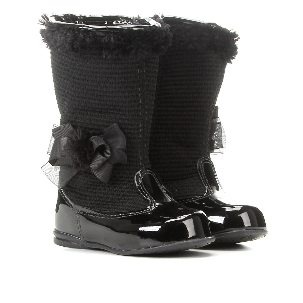 Bota Infantil Cano Médio Tininha Laço Verniz Feminina