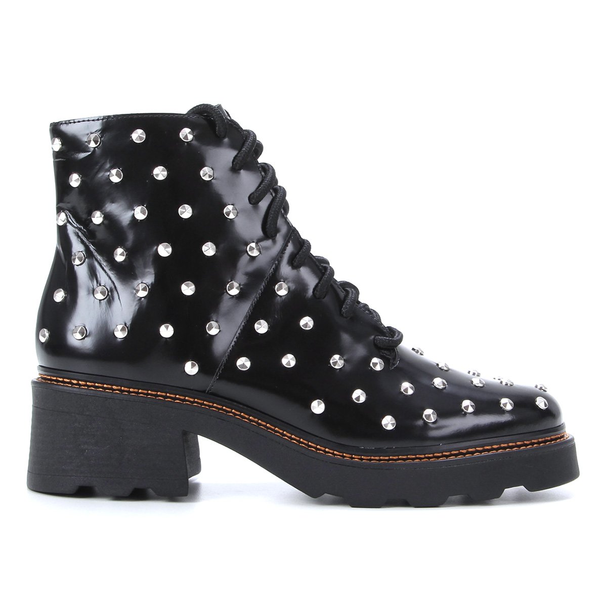 Bota Couro Carrano Spikes Cano Médio Feminina