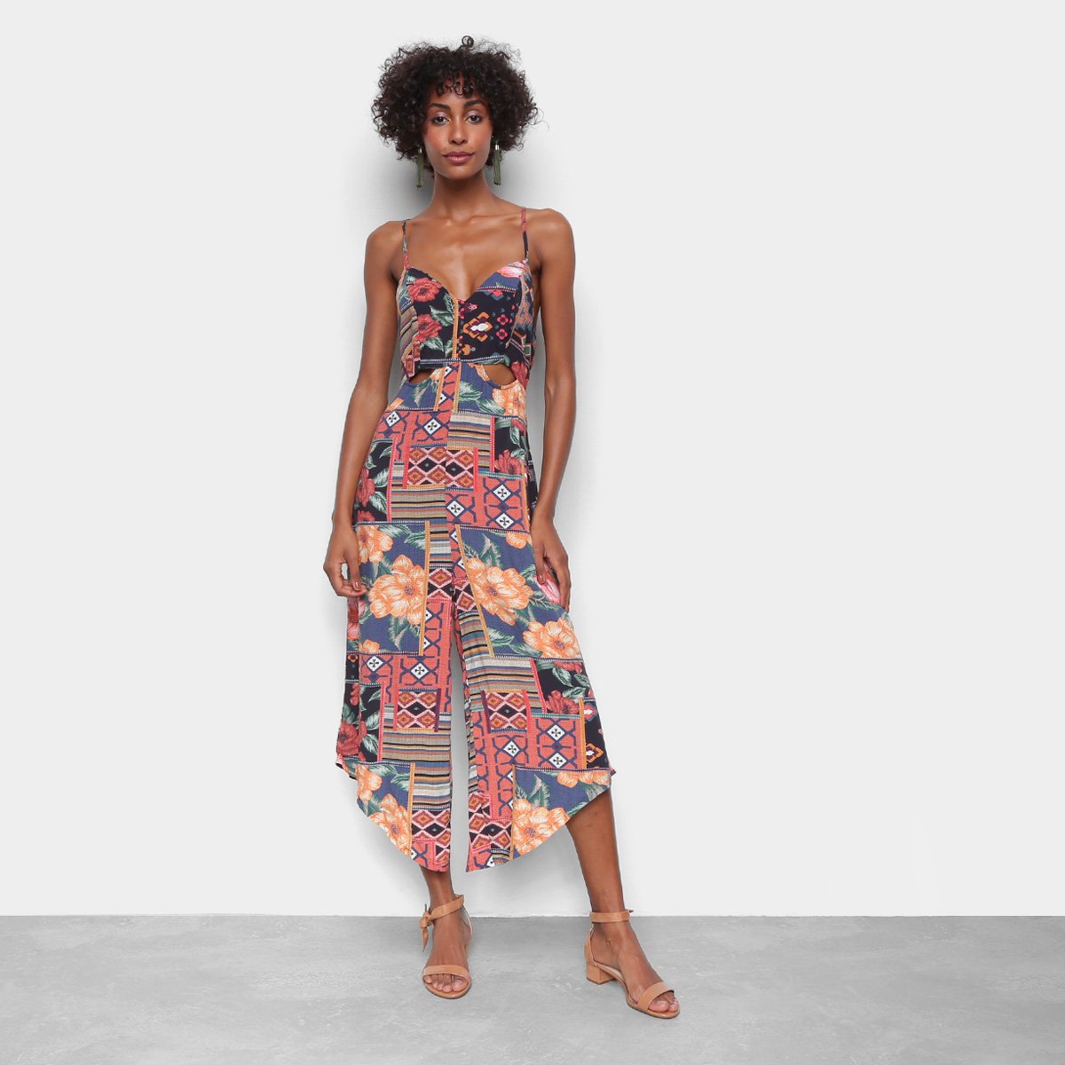 Macacão Mercatto Midi Estampado Feminino