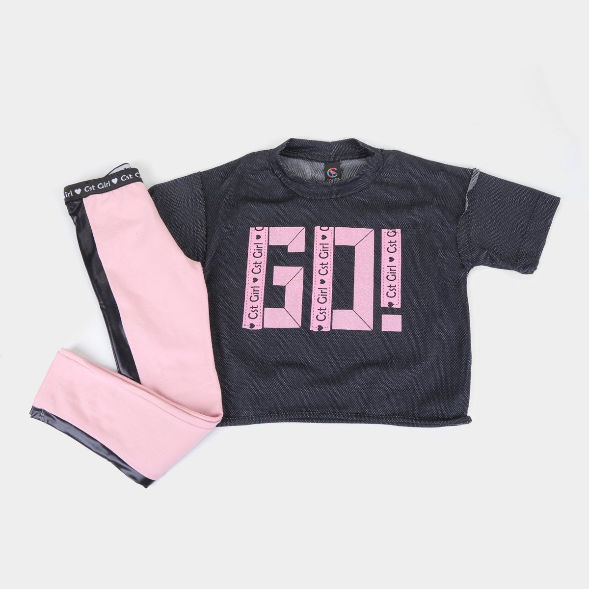 Conjunto Infantil Costão Blusa Go + Legging C/Recorte Feminina