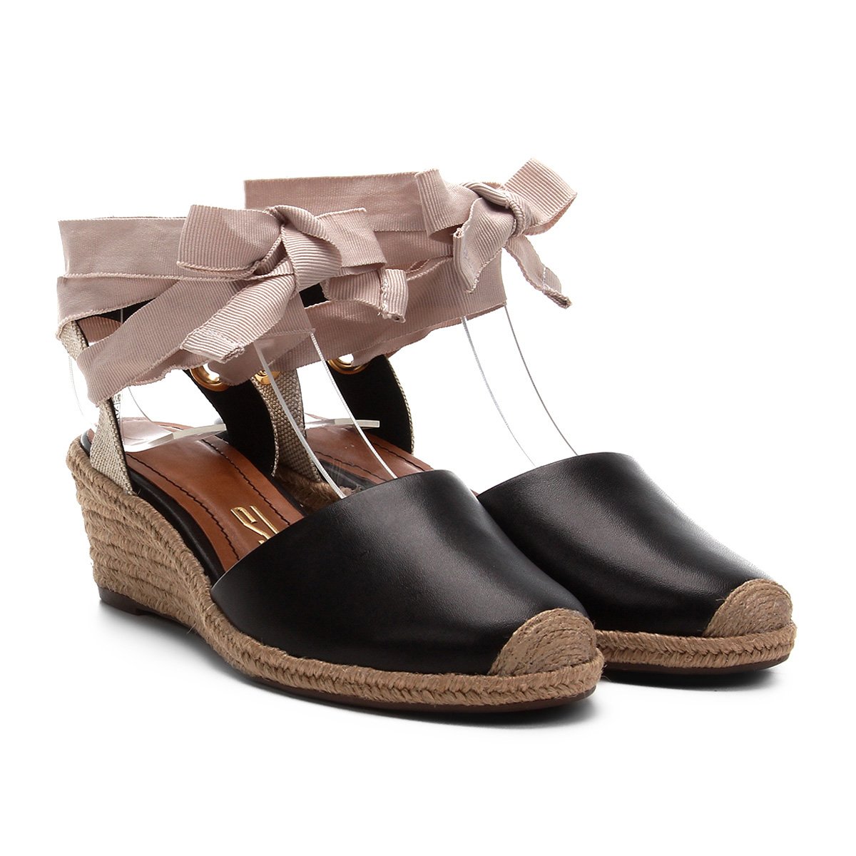 espadrille anabela santa lolla amarração feminina