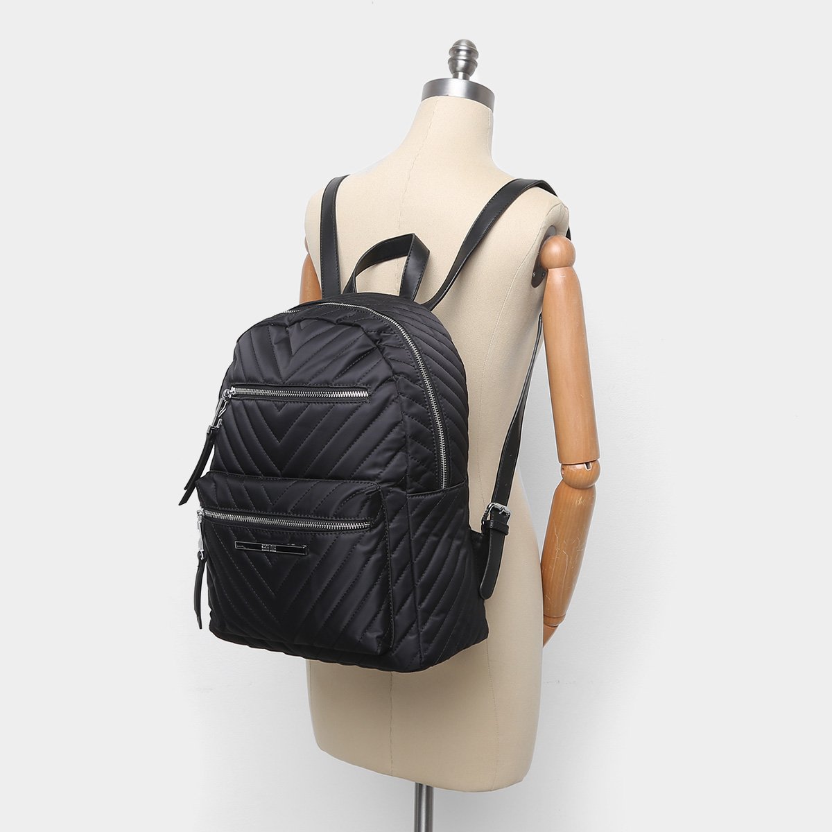 Mochila Santa Lolla Nylon Taupe Matelassê Feminina