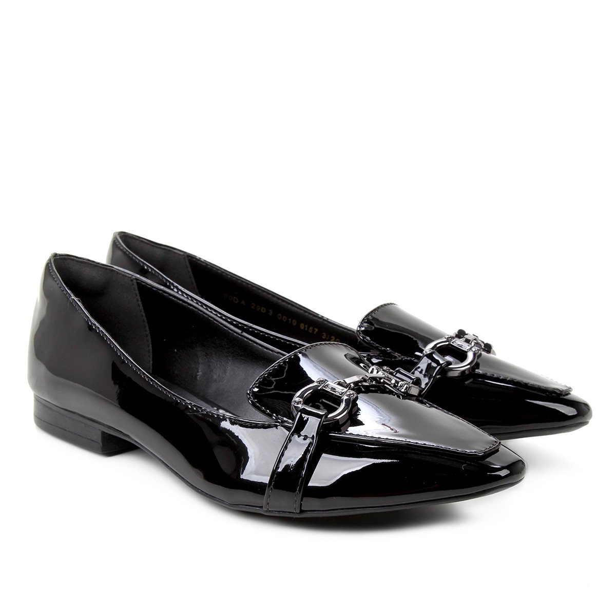 Mocassim Santa Lolla Fivela Verniz Bico Fino Feminino