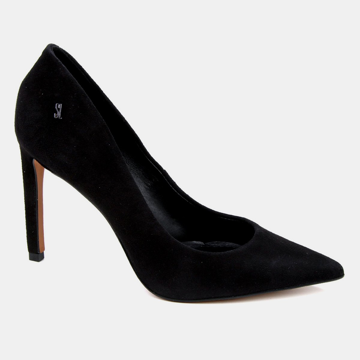 Scarpin Couro Santa Lolla Bico Fino Salto Alto Nobuck
