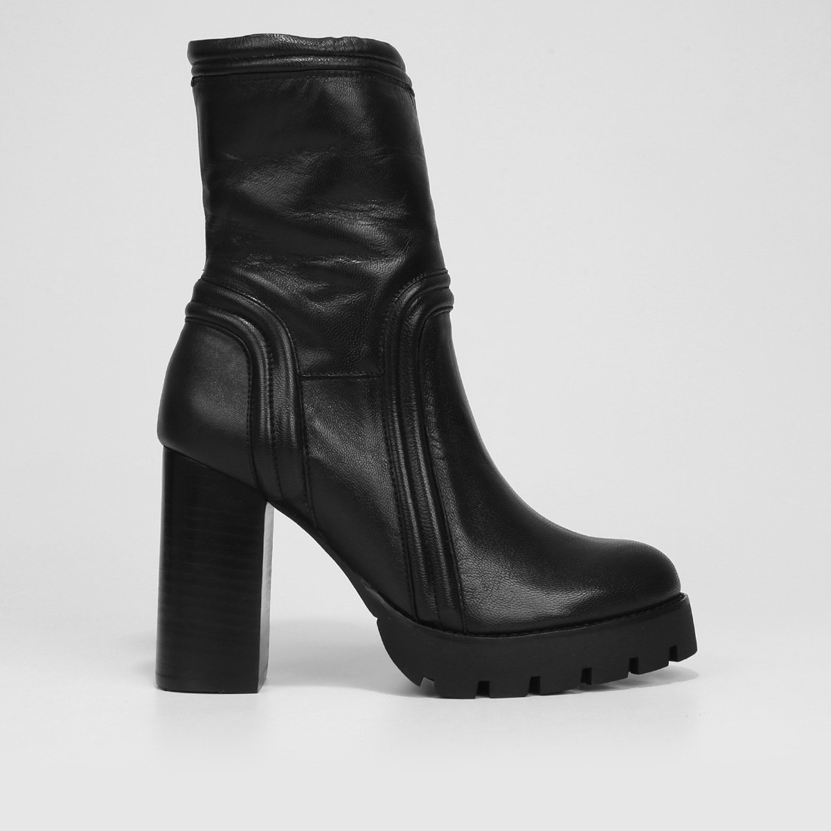 Bota Couro Cano Médio Santa Lolla Salto Alto Feminina