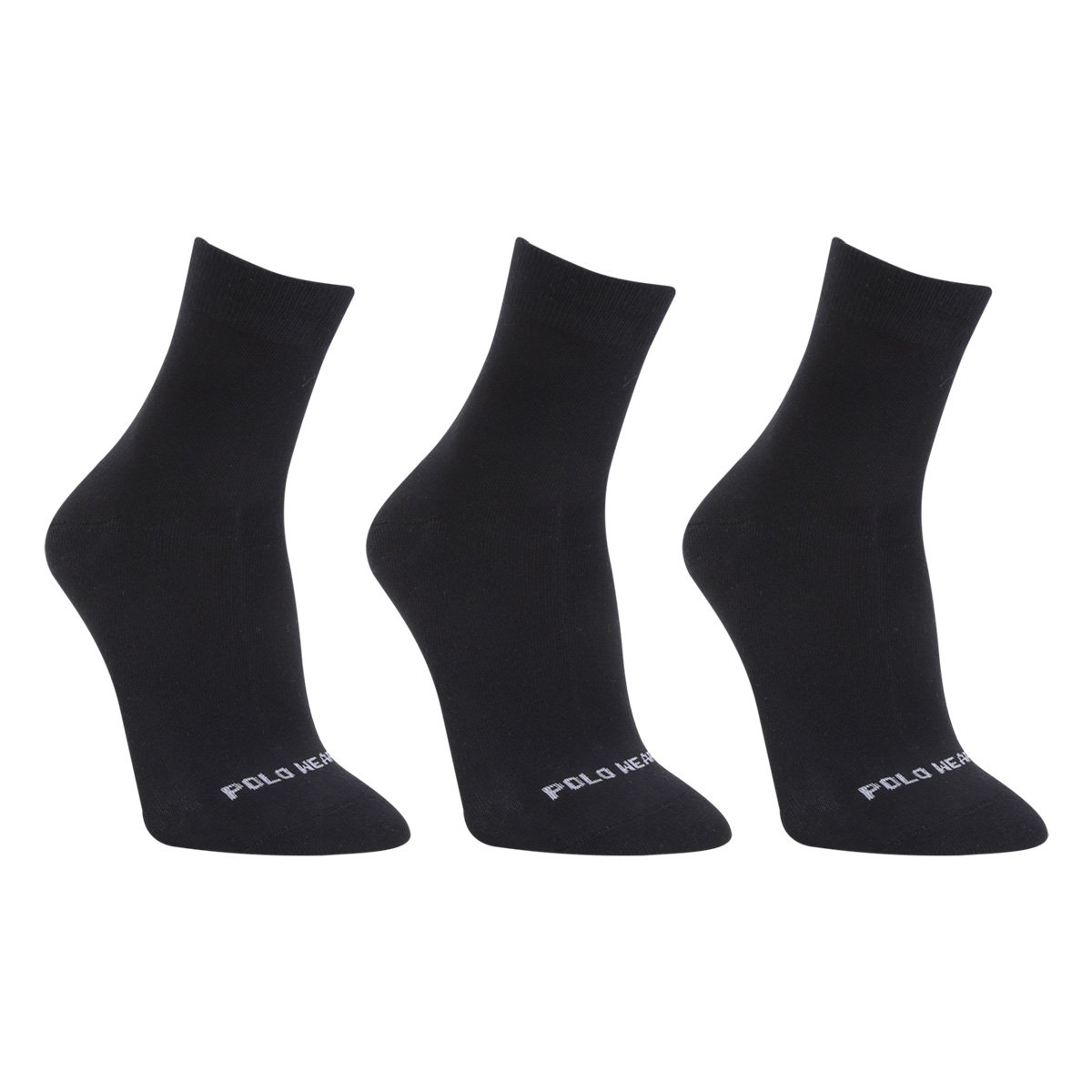 Kit Meia Polo Wear Cano Médio Básica 3 Peças Masculina