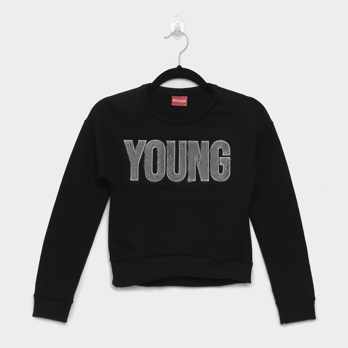 Moletom Juvenil Amora Cropped Young Pelo Feminino
