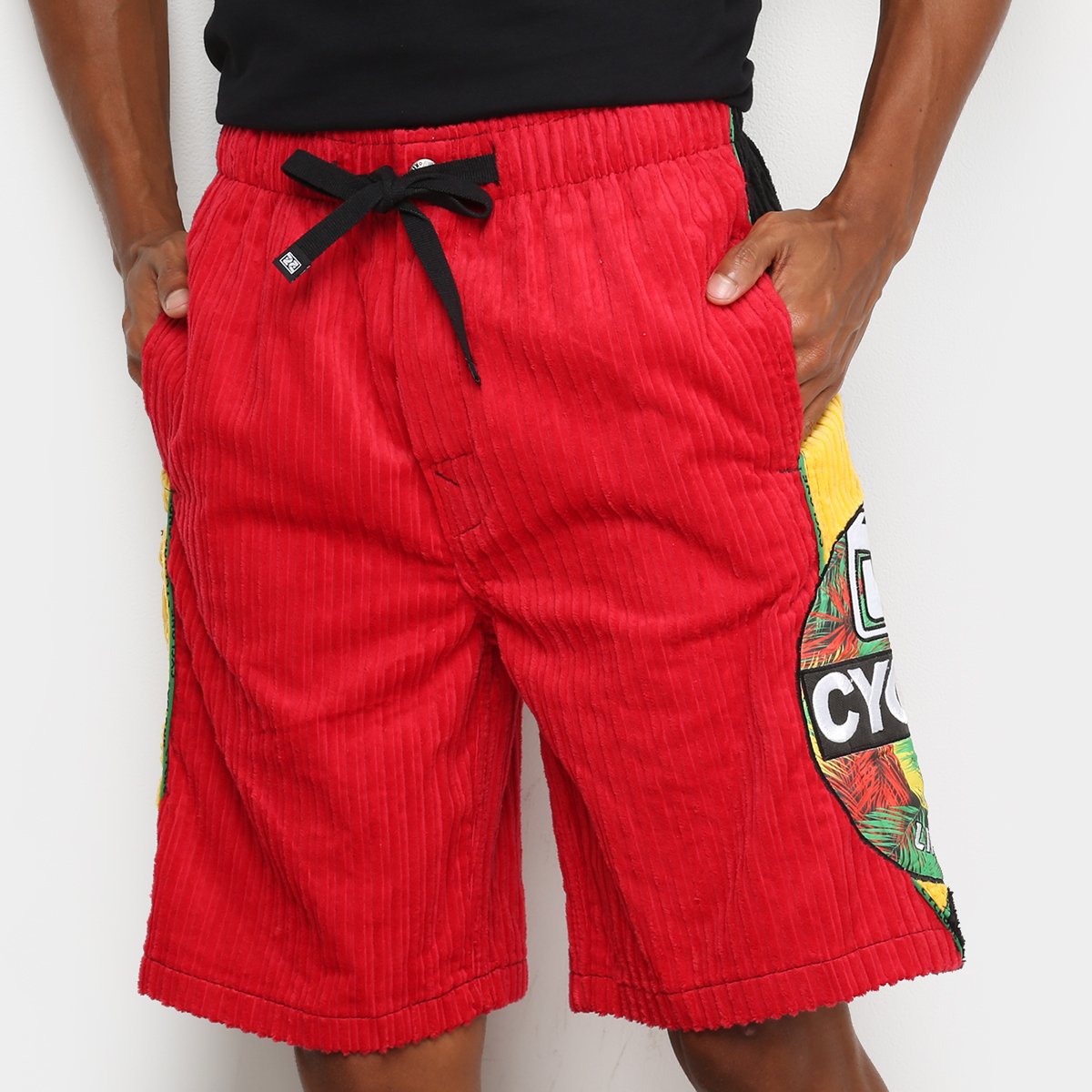 Bermuda Cyclone Veludo Foliage Masculina
