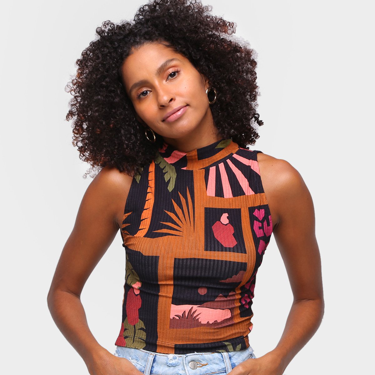 Top Farm Colagem Tropical Golinha Feminino