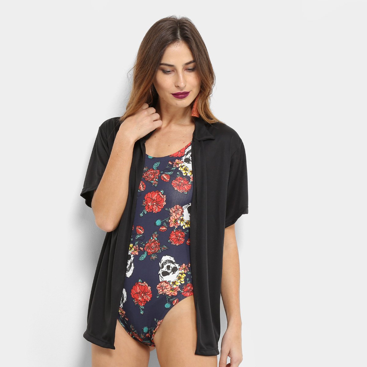 Camisa Saída de Praia Flora Zuu Feminina