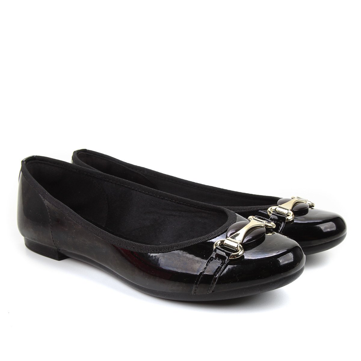 Sapatilha Via Scarpa Básica Aplique Metal Verniz Feminina