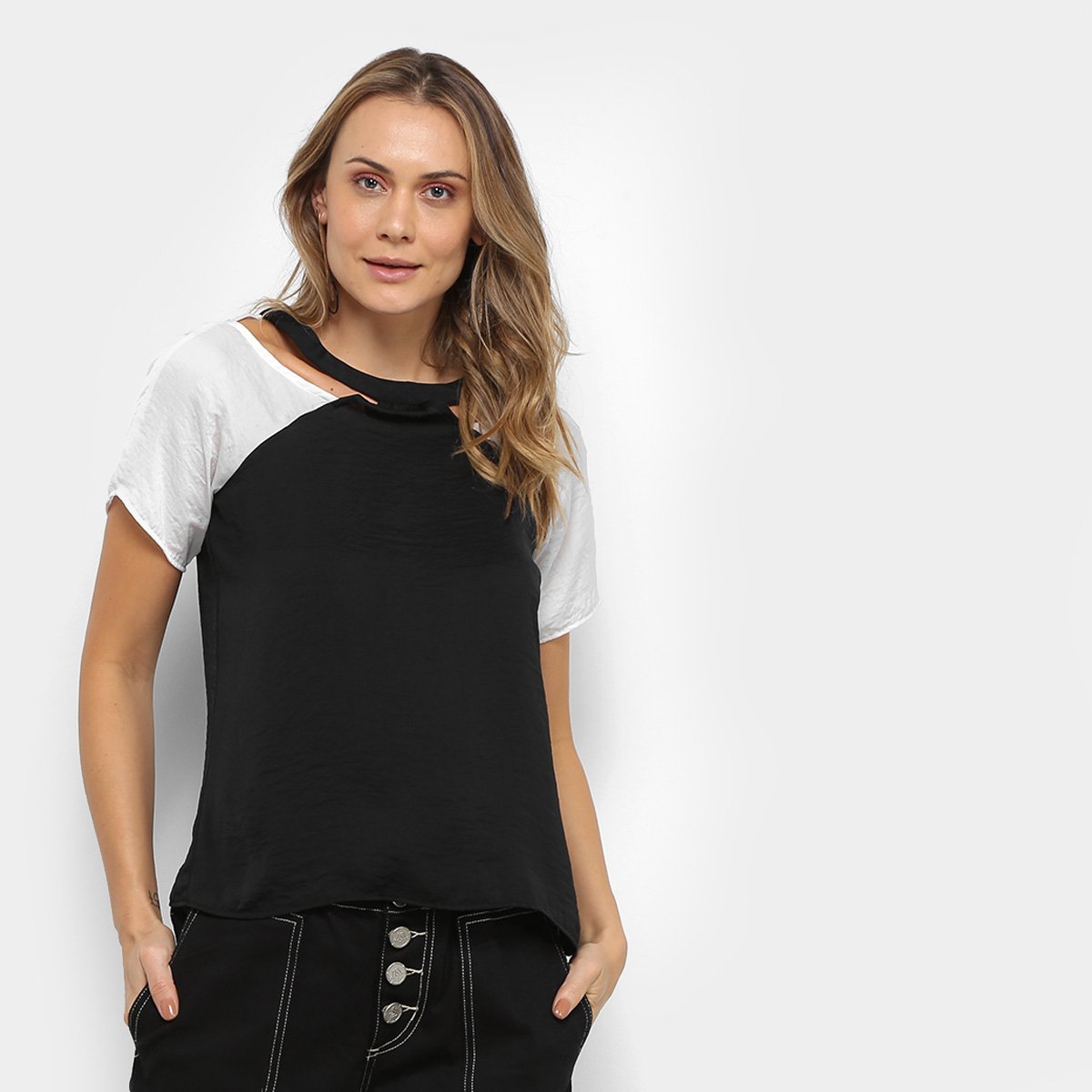 Blusa Malharia Nacional Bicolor Feminina