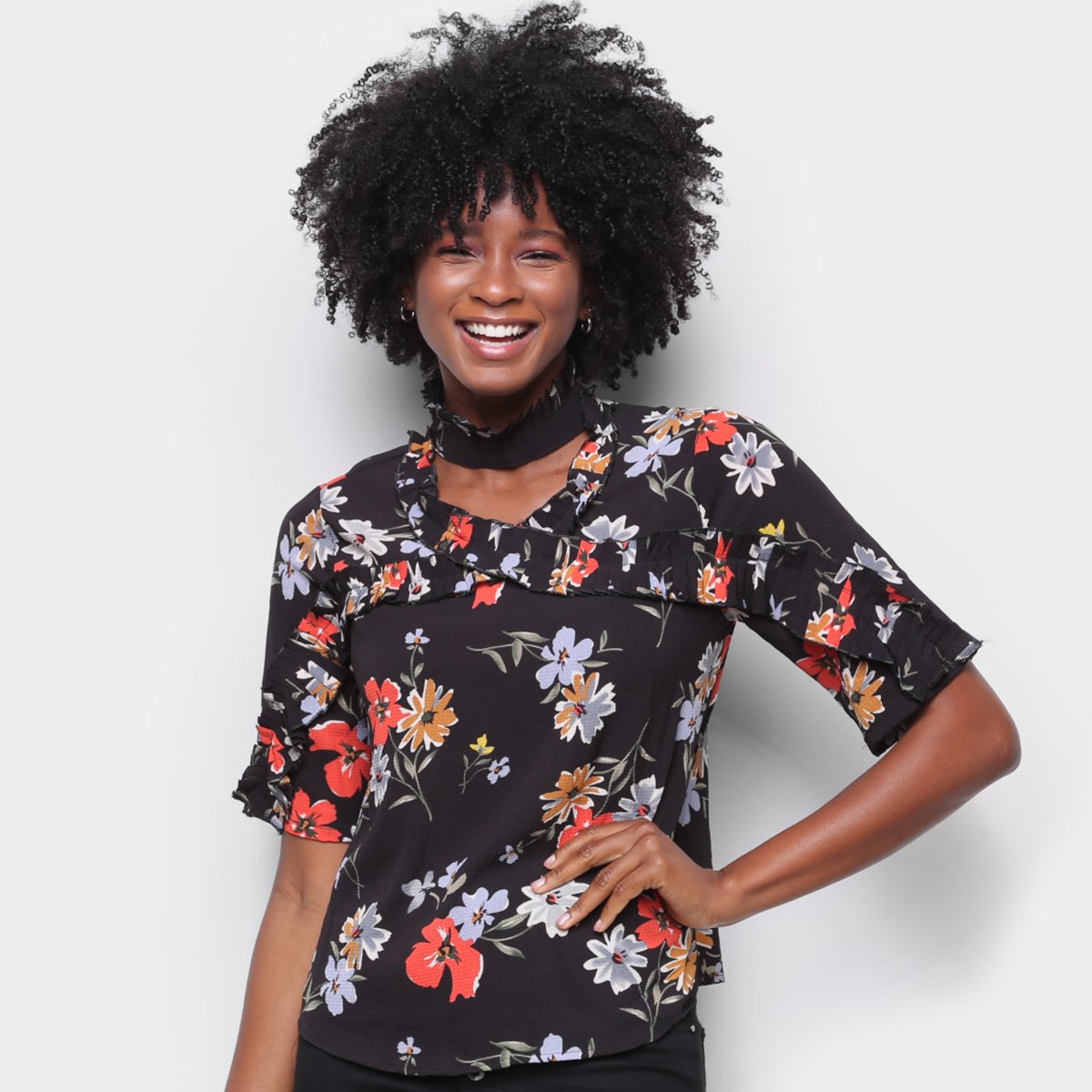 Blusa Angel City Floral Babados Feminina
