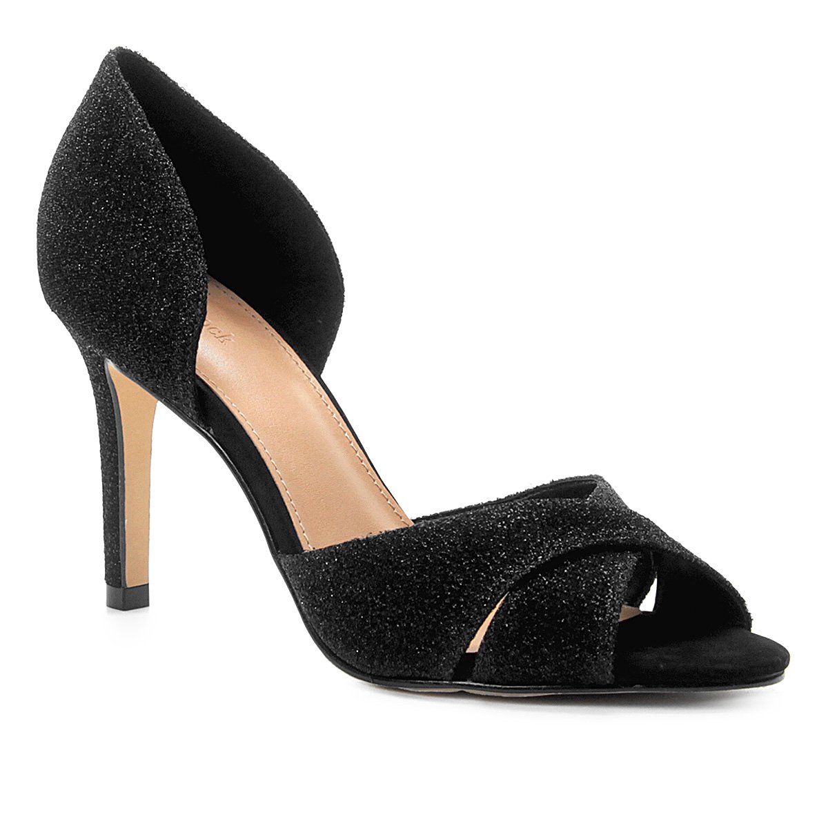 Peep Toe Shoestock Salto Fino Lurex