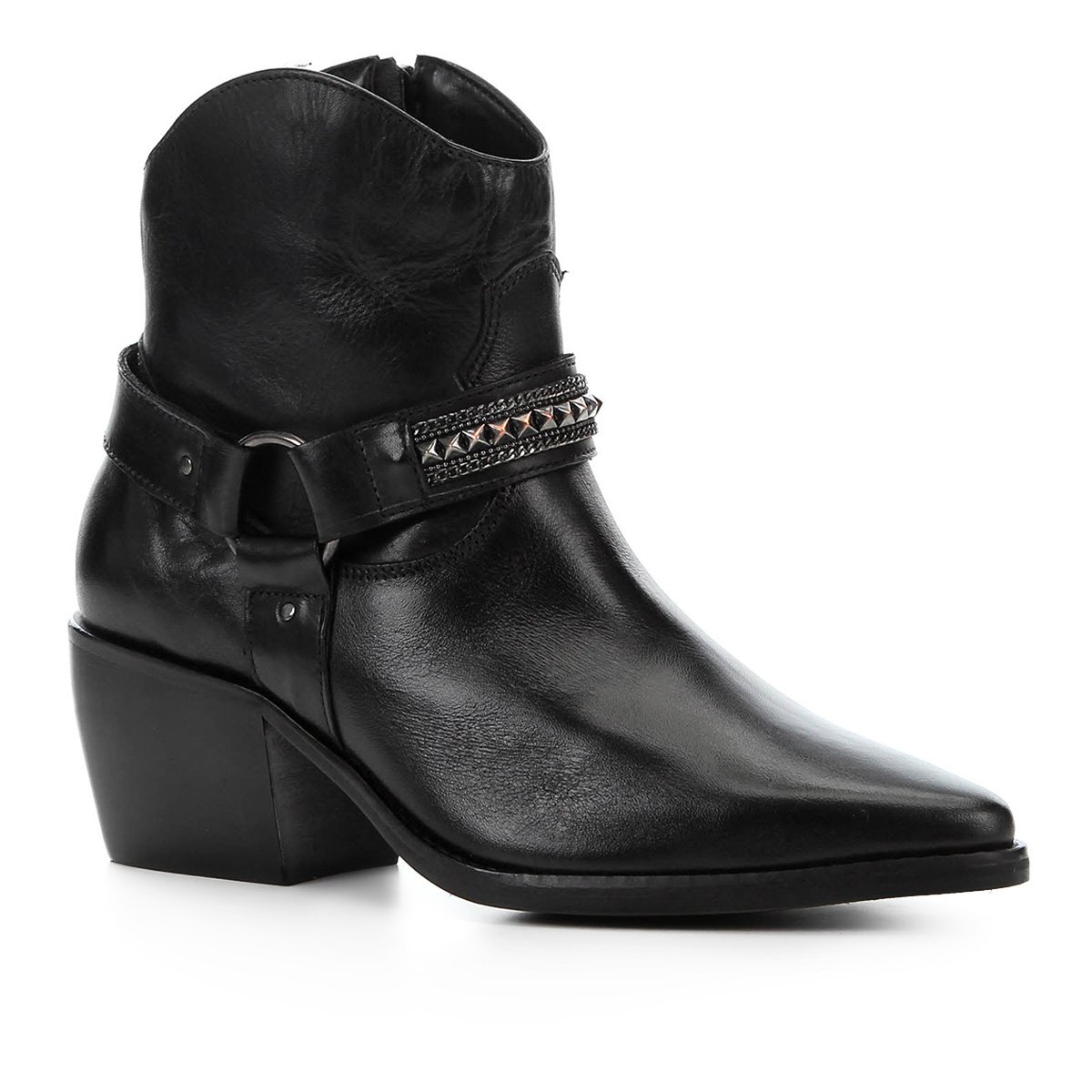 Bota Cano Curto Couro Shoestock Texas Feminina