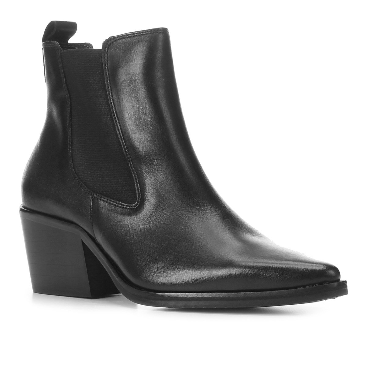 Bota Chelsea Shoestock Couro Cano Curto Feminina