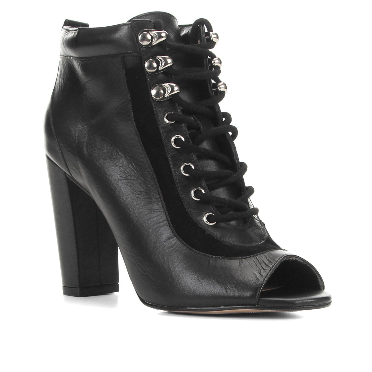 Ankle Boot Couro Shoestock Hiking Salto Alto Feminina