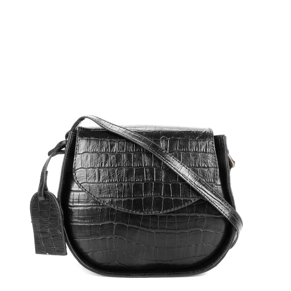 Bolsa Couro Shoestock Croco Round Bag Feminina