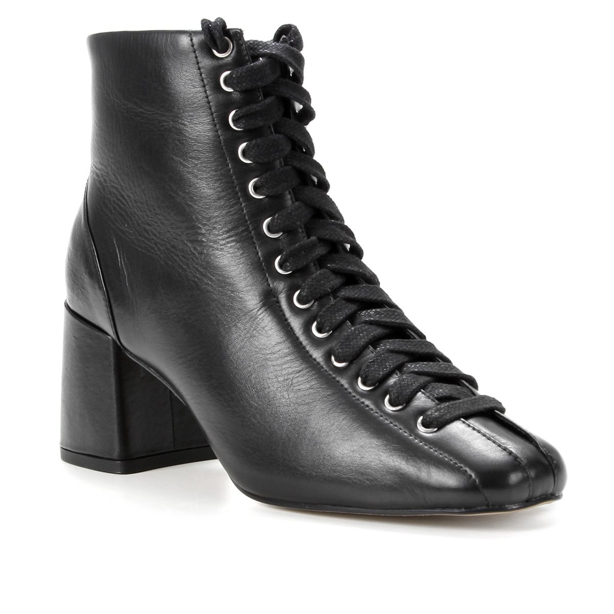 Bota Couro Shoestock Cano Curto Amarração Feminina
