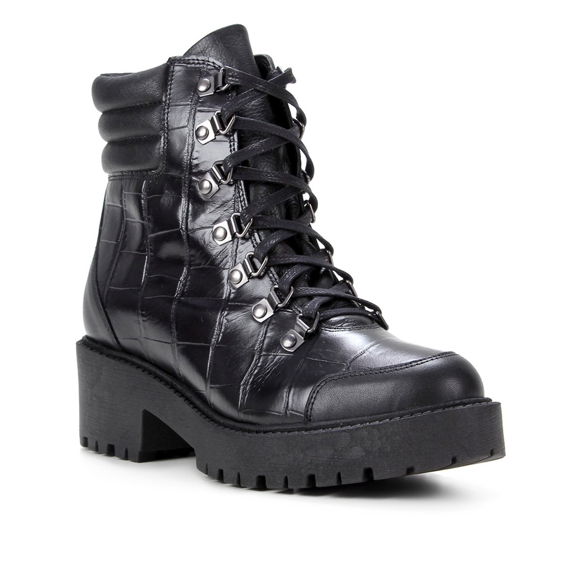 Bota Coturno Shoestock Croco Tratorada Feminina