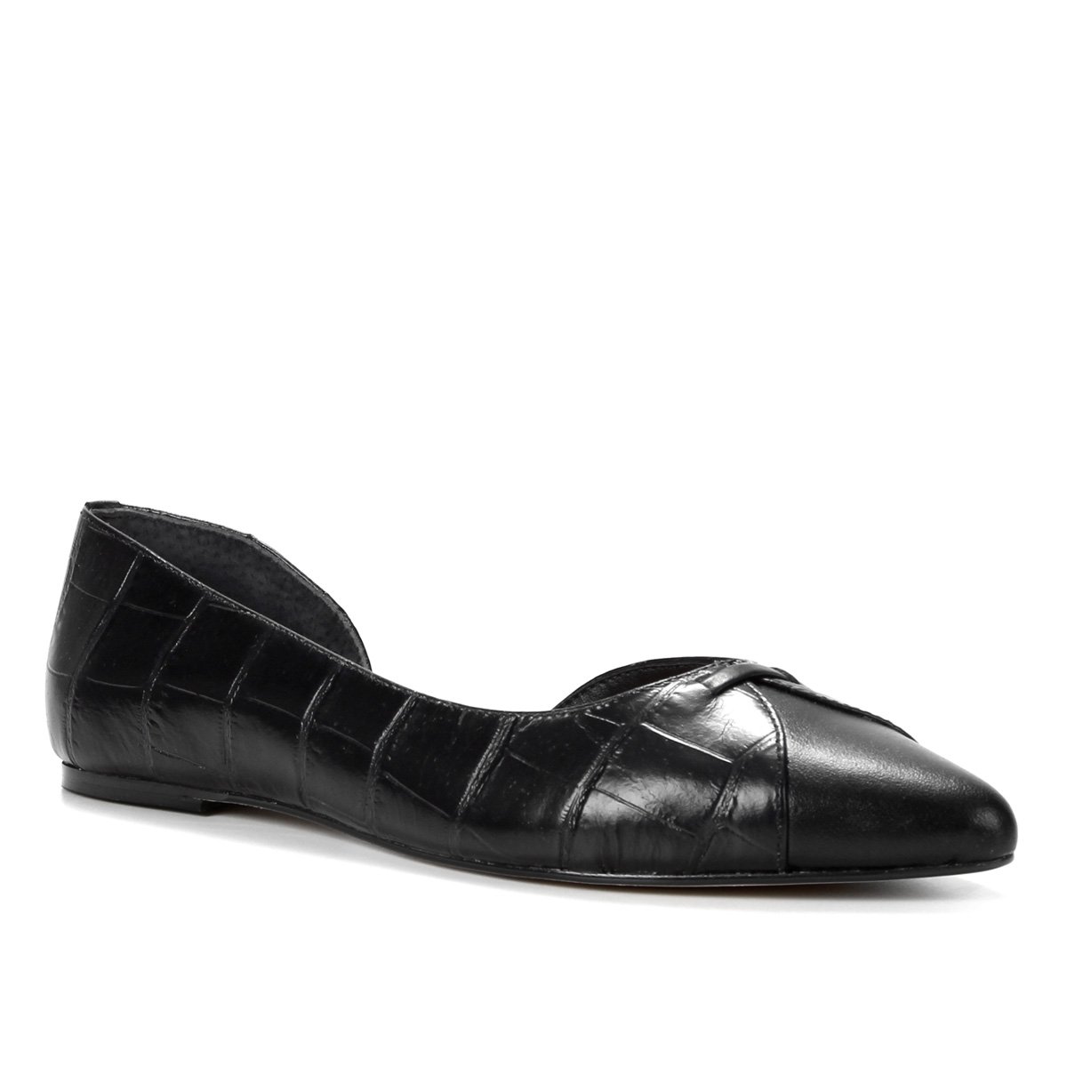 Sapatilha Couro Shoestock Croco Recorte Feminina