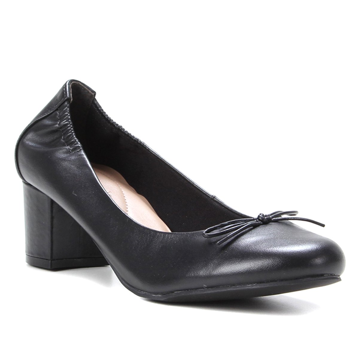 Scarpin Couro Shoestock For You Salto Bloco Médio