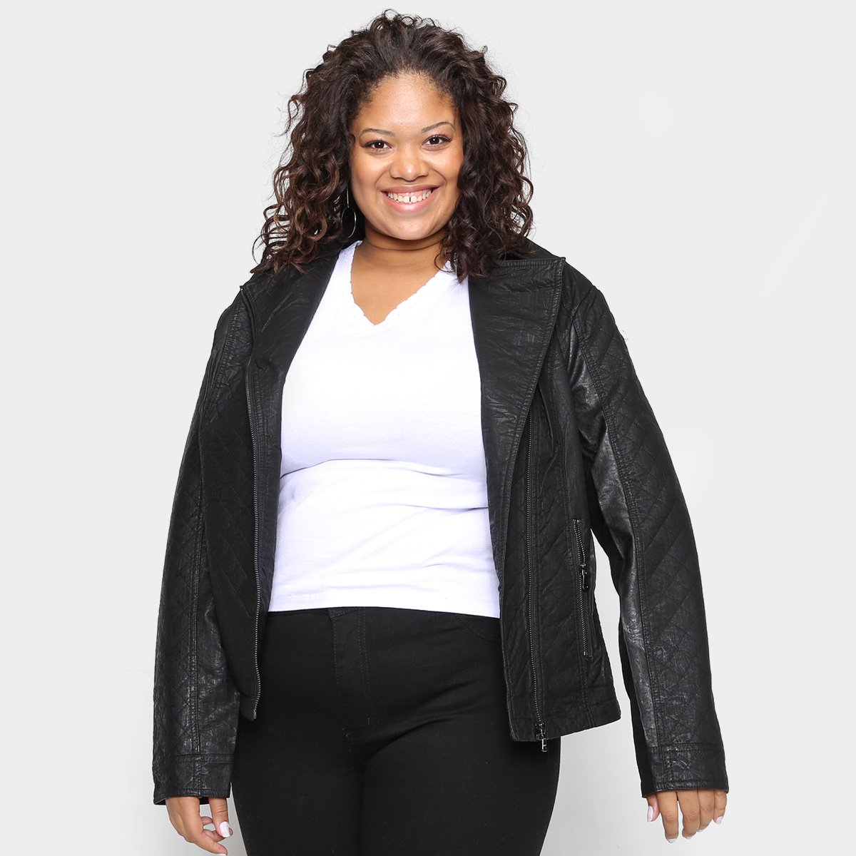 Jaqueta Kedio Matelassê PU Plus Size Feminina
